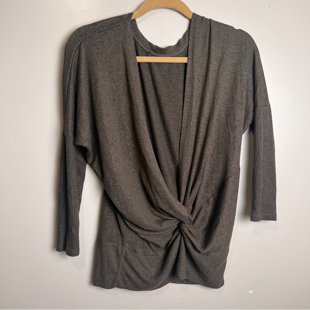 SAVVI Elegant Greenish Brown Twist Front Knit Cardigan Size M/L EUC